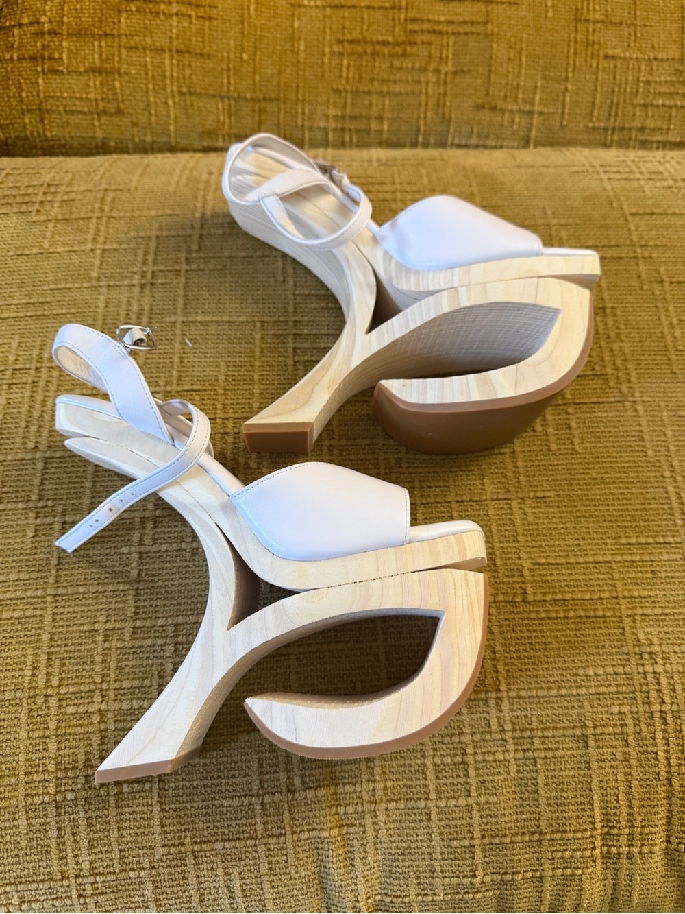 Jeffrey Campbell White Sculptural Platform Sandals